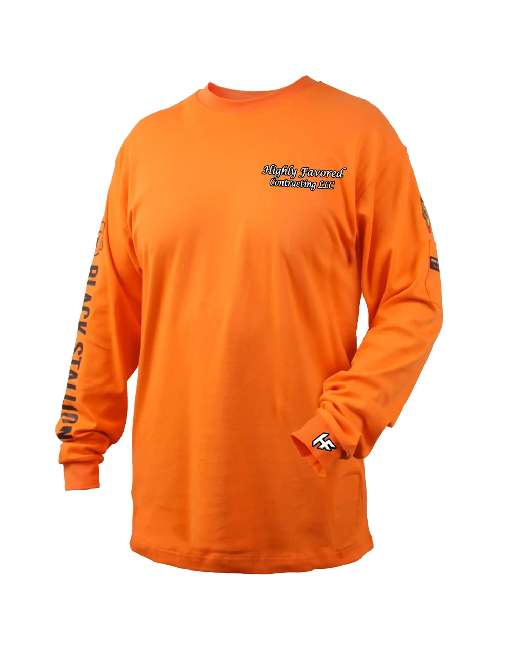 Black Stallion FR Cotton Knit 7 oz Long-Sleeve T-Shirt, Safety Orange